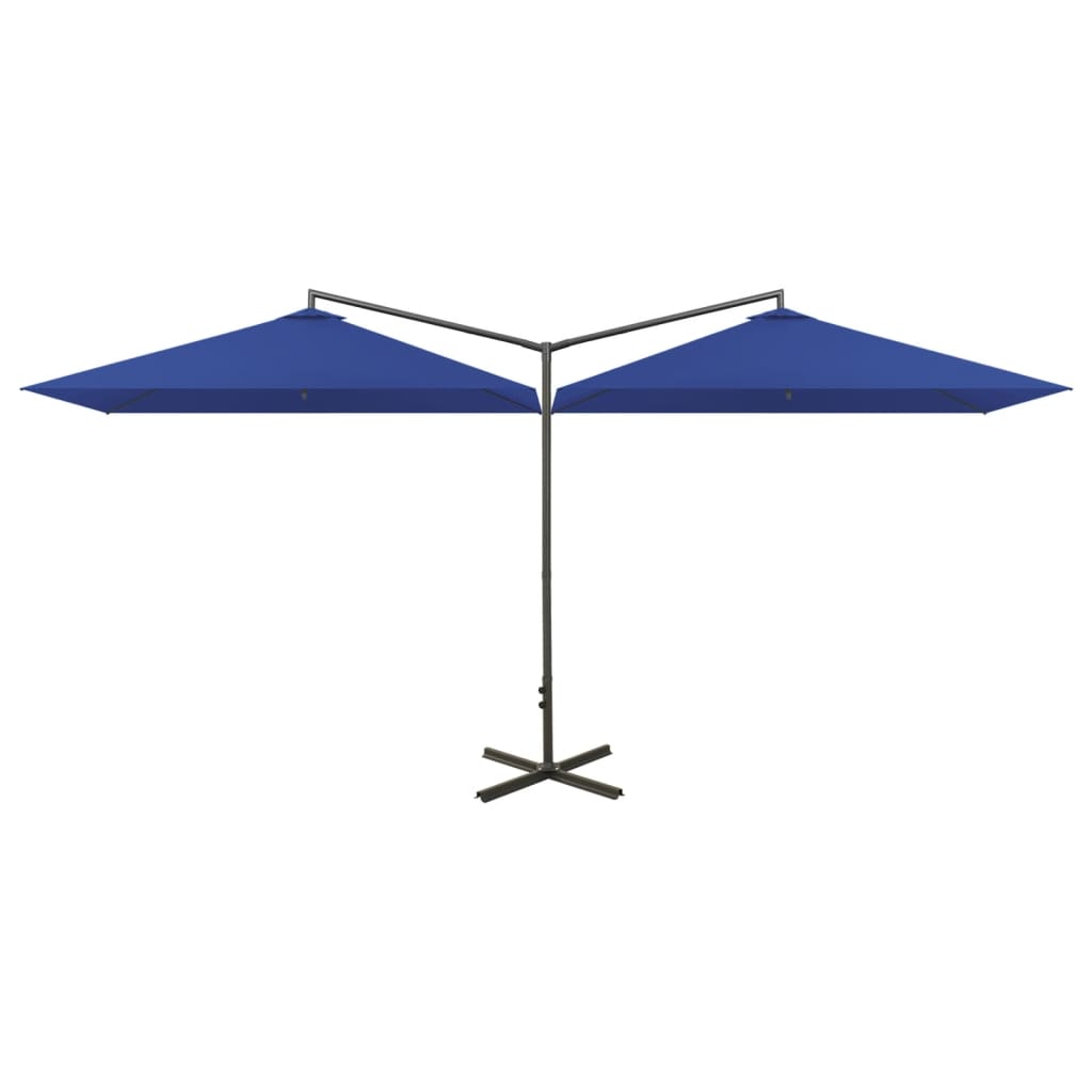 vidaXL Podwójny parasol na stalowym słupku, lazurowy, 600x300 cm