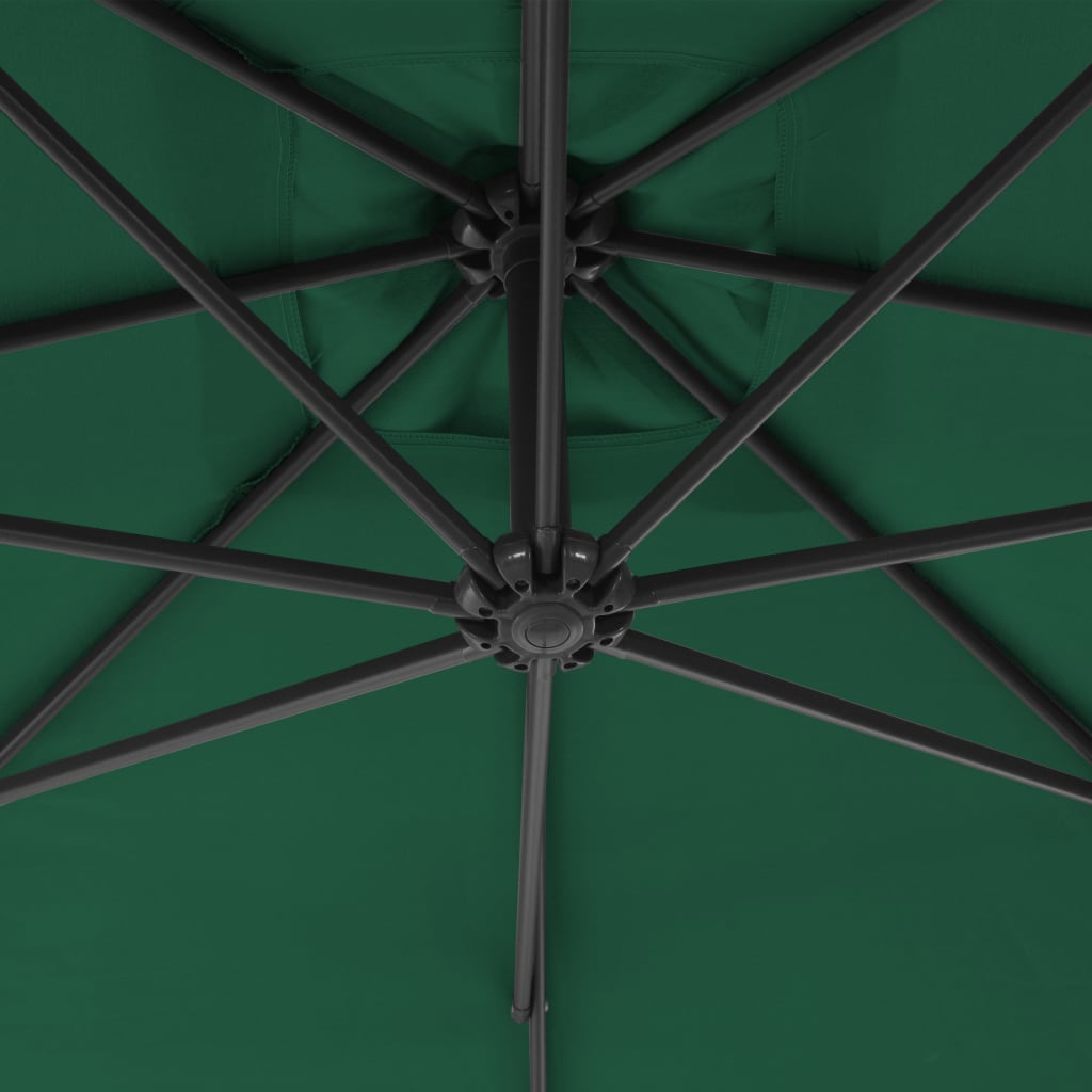 vidaXL Parasol wiszący ze stalowym słupkiem, 300 cm, zielony