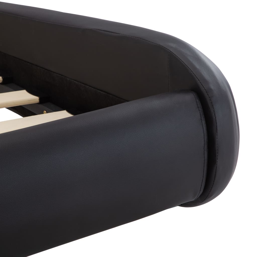 vidaXL Rama łóżka z LED, czarna, sztuczna skóra, 140 x 200 cm