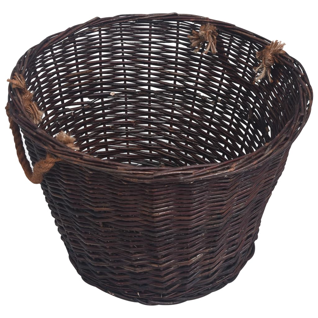 vidaXL 3-cz. zestaw koszyki na drewno, sztaplowane, brązowa wiklina