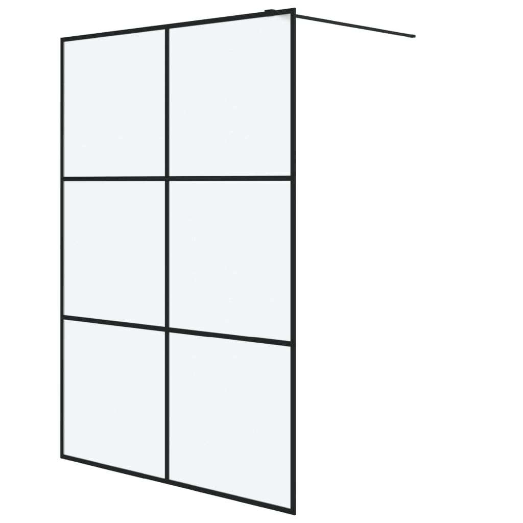 vidaXL Ścianka prysznicowa, czarna, 140x195 cm, mrożone szkło ESG