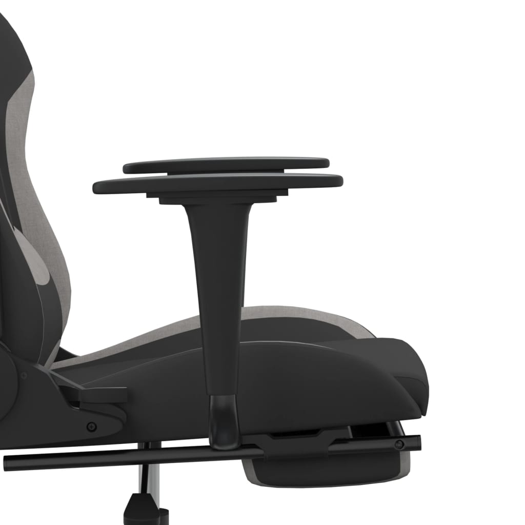 vidaXL Fotel gamingowy z podnóżkiem, czarno-jasnoszary, tkanina