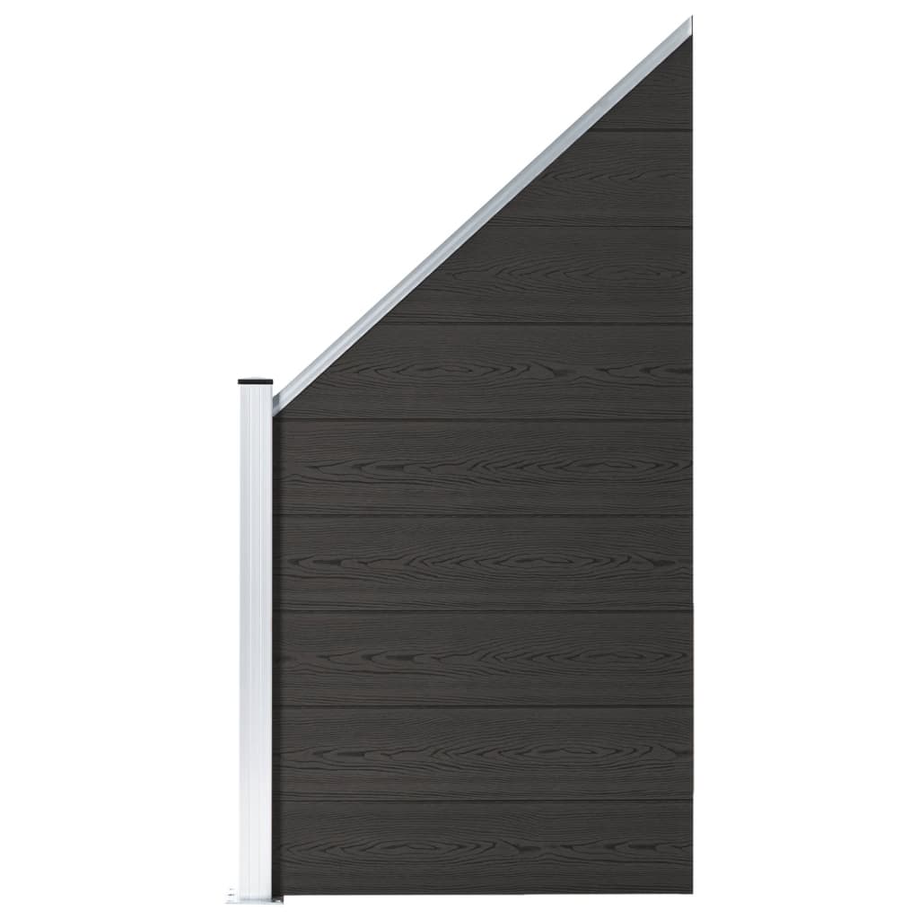 vidaXL Panel ogrodzeniowy, WPC, 95x(105-180) cm, czarny