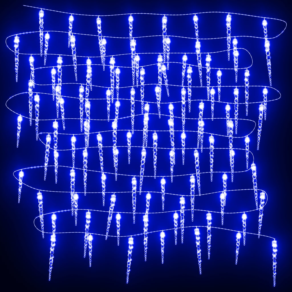 vidaXL Lampki świąteczne sople, 100 szt., niebieskie, akryl