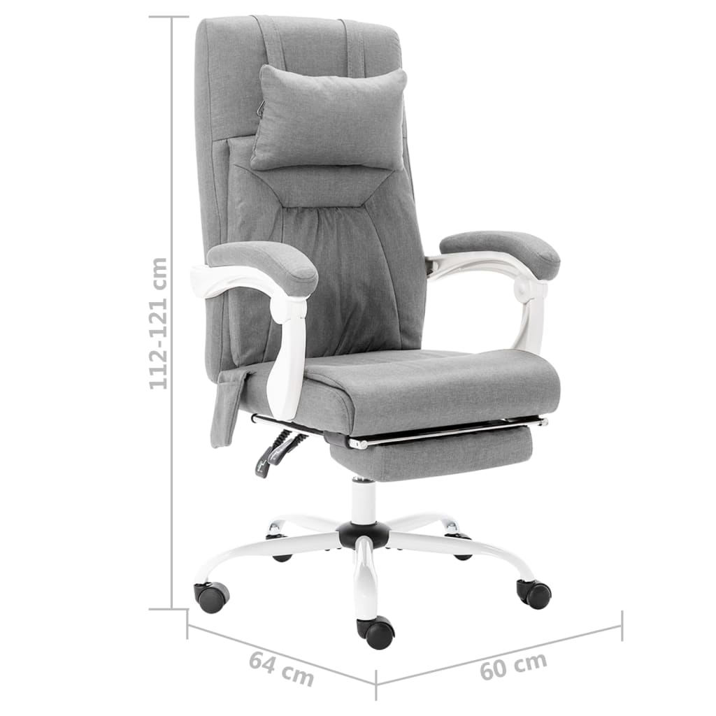 vidaXL Krzesło biurowe z funkcją masażu, szare, obite tkaniną