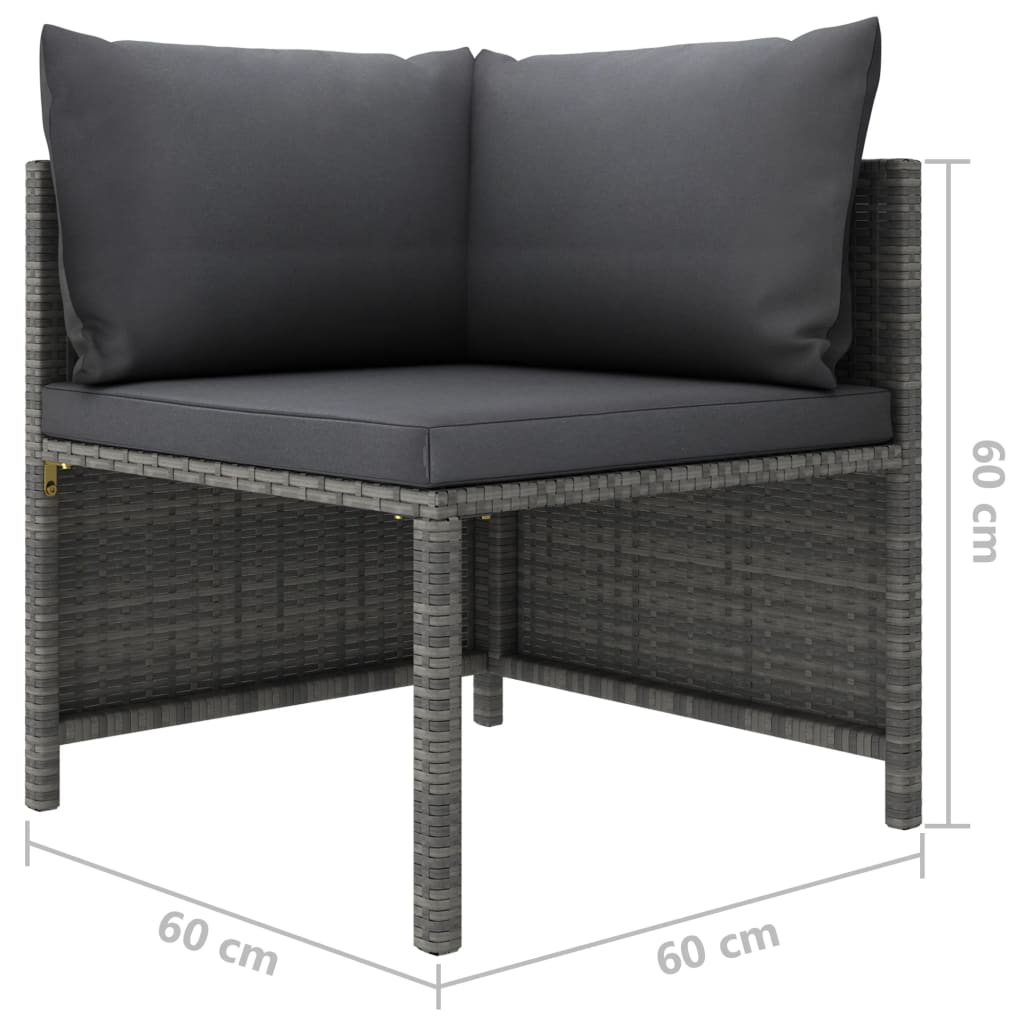 vidaXL Narożna sofa modułowa z poduszką, szara, polirattan