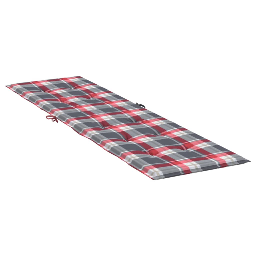 vidaXL Poduszka na leżak, czerwona krata, (75+105)x50x3 cm