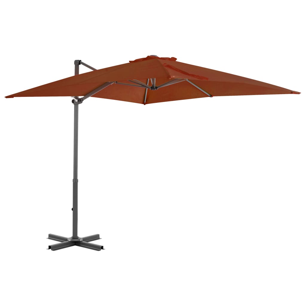 vidaXL Wiszący parasol na słupku aluminiowym, terakotowy, 250x250 cm