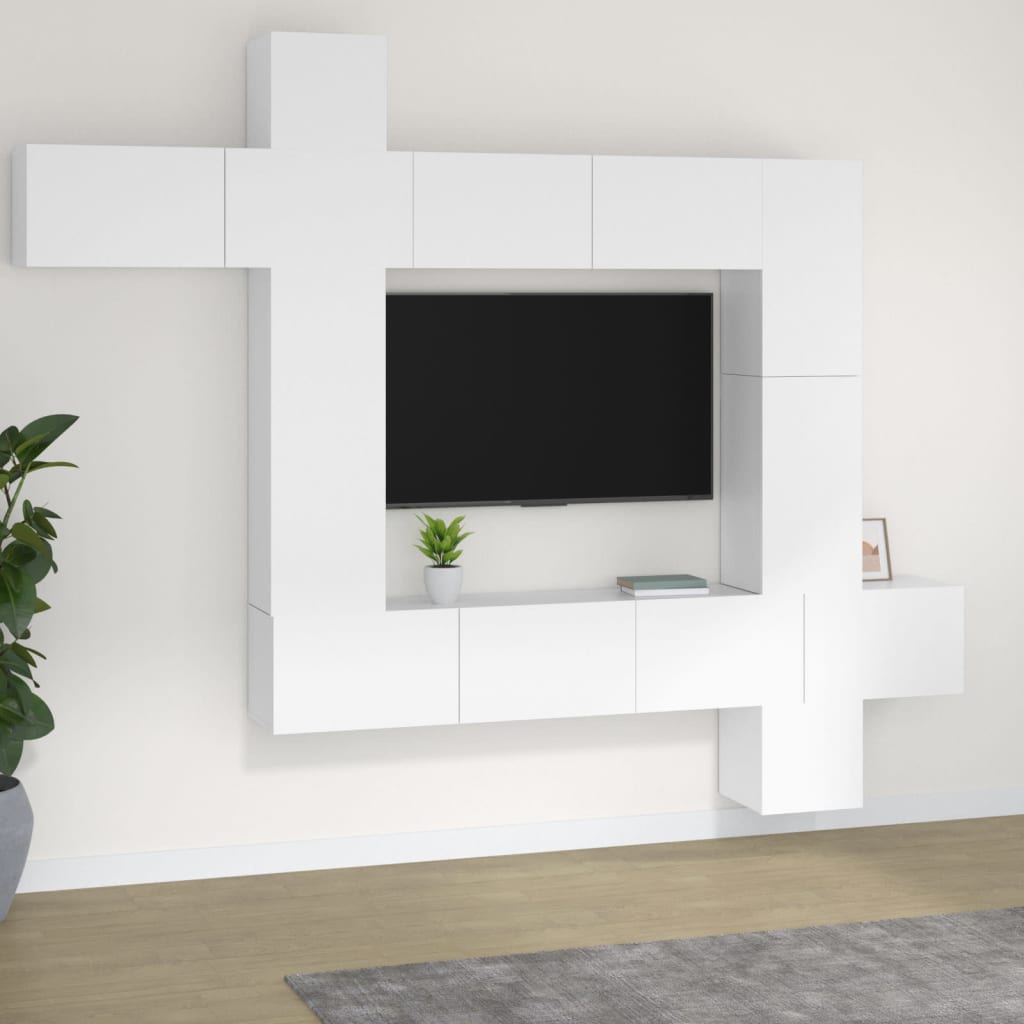 vidaXL Zestaw 9 szafek TV, biały, materiał drewnopochodny