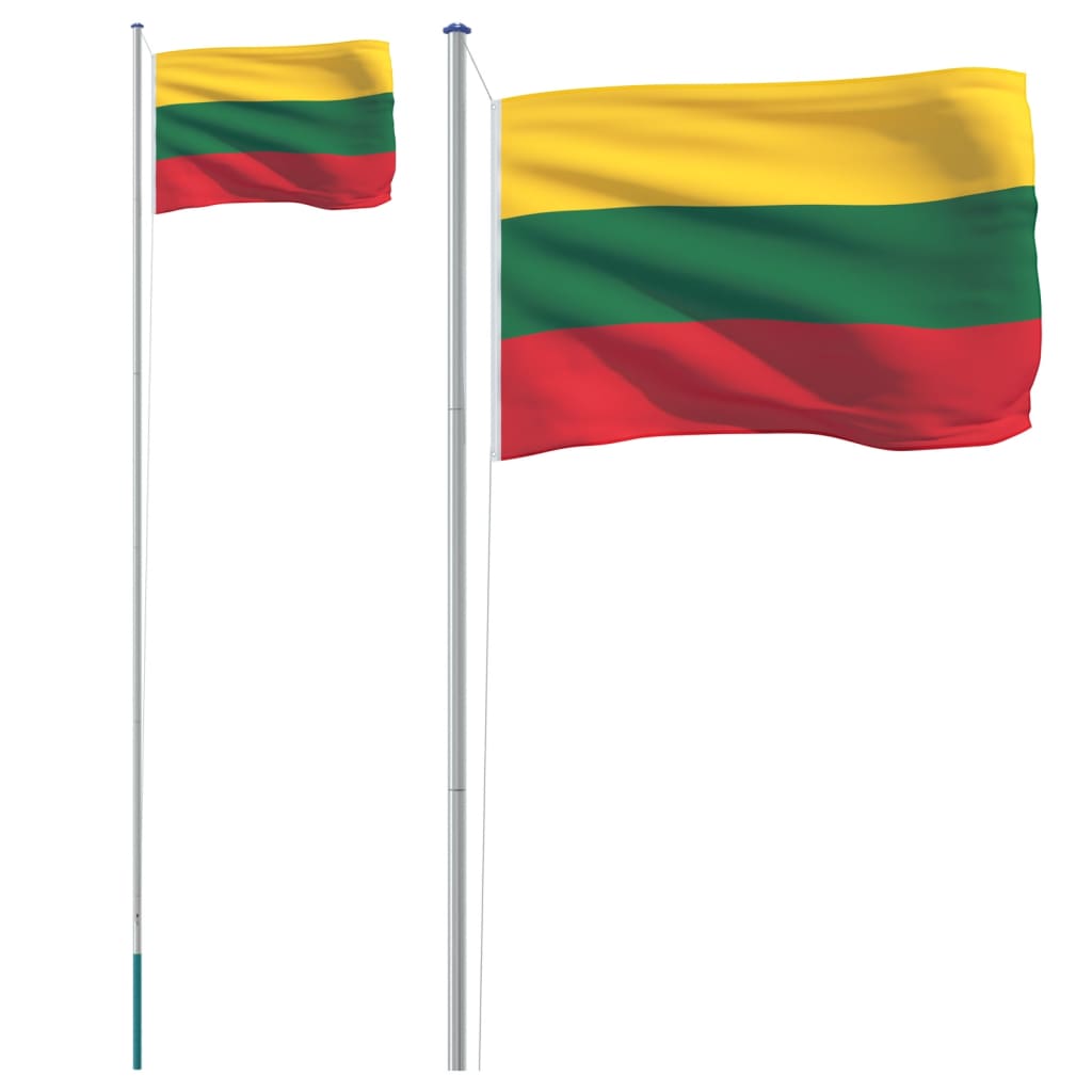 vidaXL Flaga Litwy z masztem, 6,23 m, aluminium
