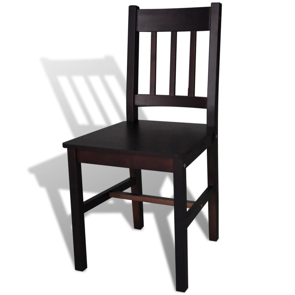 vidaXL Krzesła stołowe, 4 szt., ciemnobrązowe, drewno sosnowe