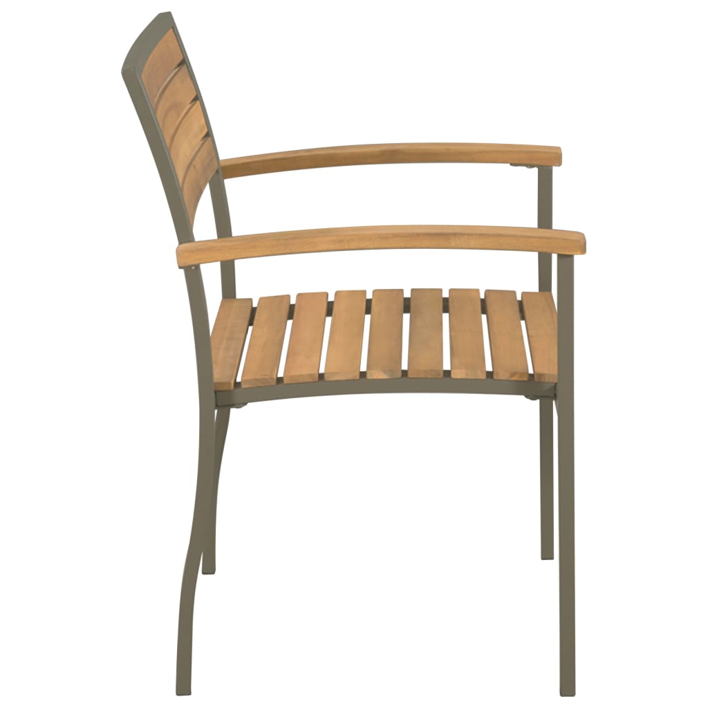 vidaXL Sztaplowane krzesła ogrodowe, 2 szt., drewno akacjowe i stal