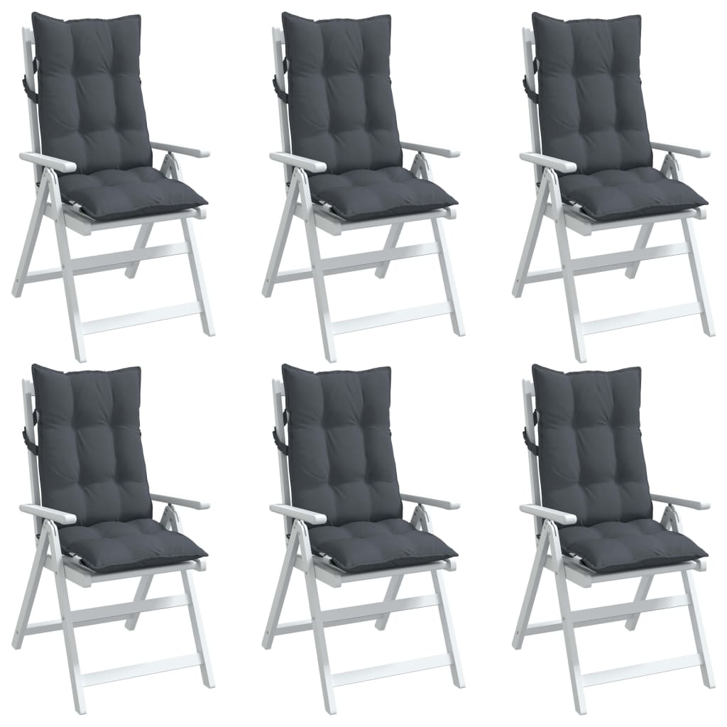 vidaXL Poduszki na krzesła z wysokim oparciem, 6 szt., antracytowe
