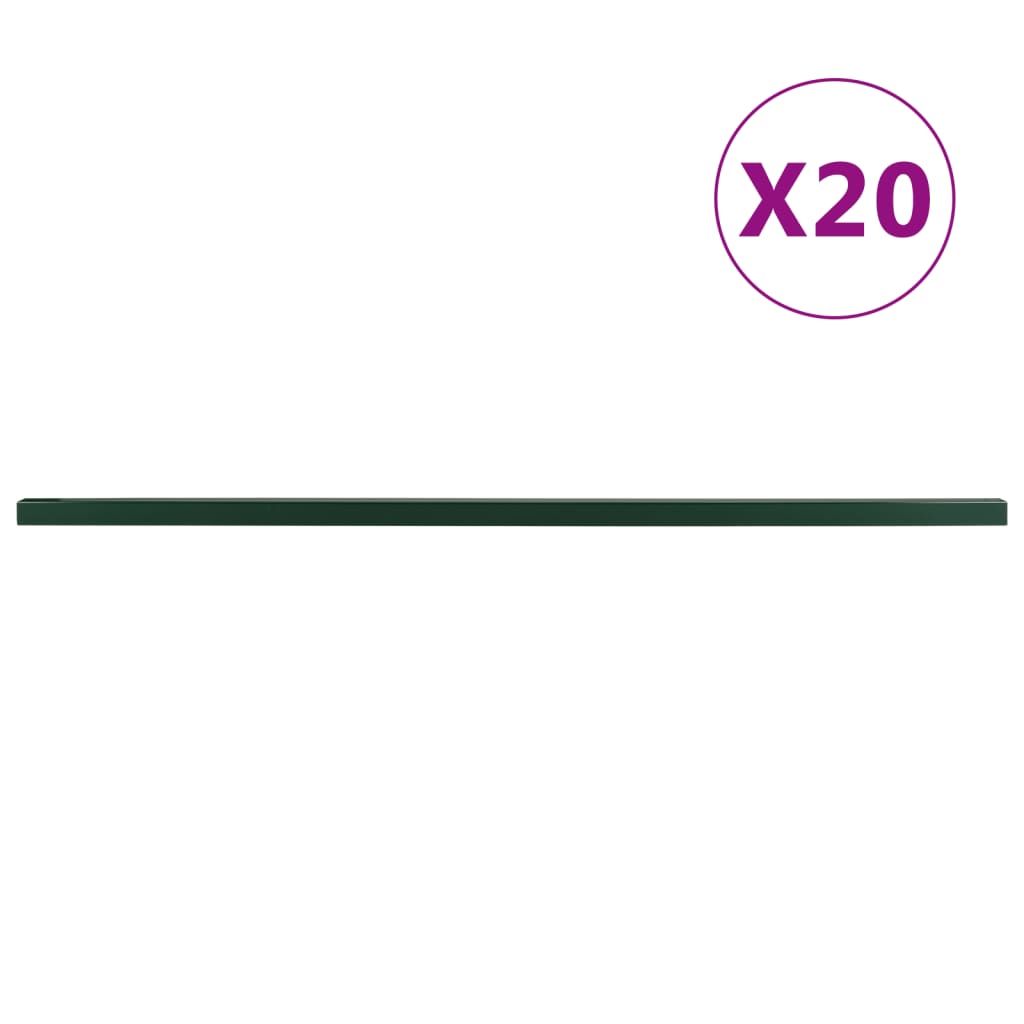 vidaXL Słupki ogrodzeniowe, 20 szt., zielone, 240 cm, stal