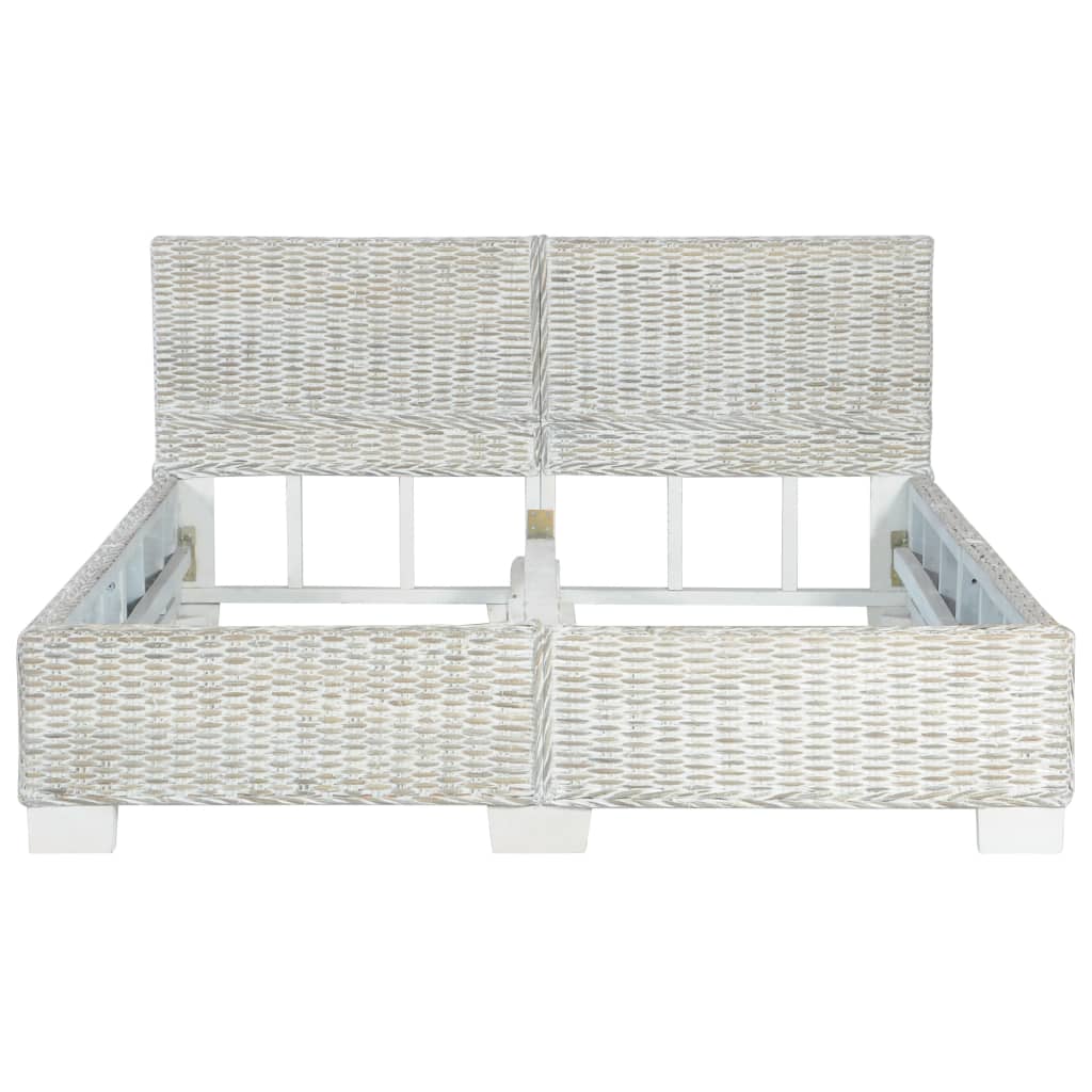 vidaXL Rama łóżka, szara, naturalny rattan, 140 x 200 cm