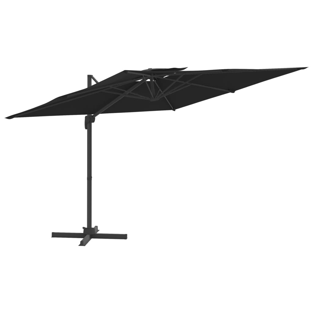vidaXL Wiszący parasol z podwójną czaszą, czarny, 400x300 cm