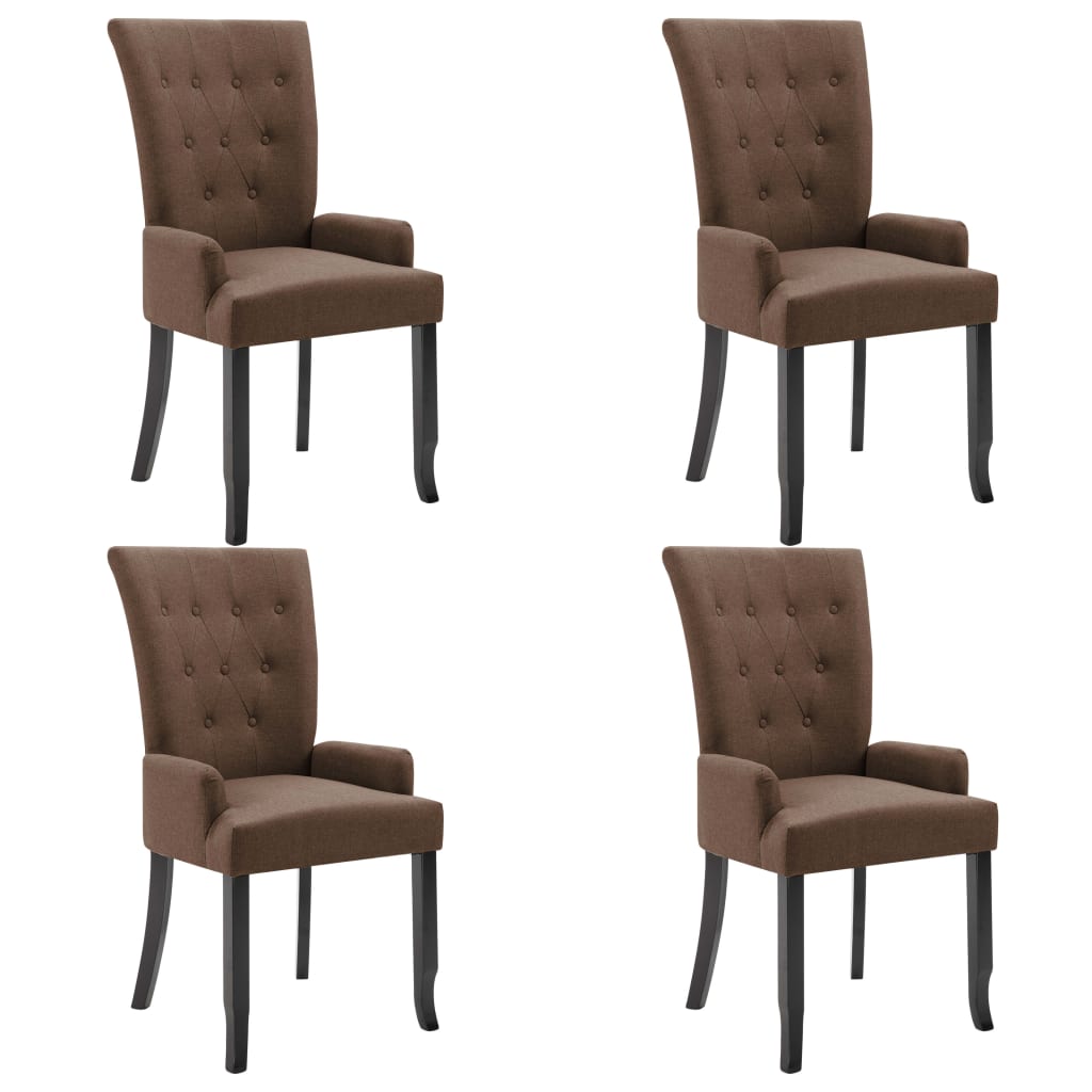 vidaXL Krzesła jadalniane z podłokietnikami, 4 szt., brązowe, tkanina
