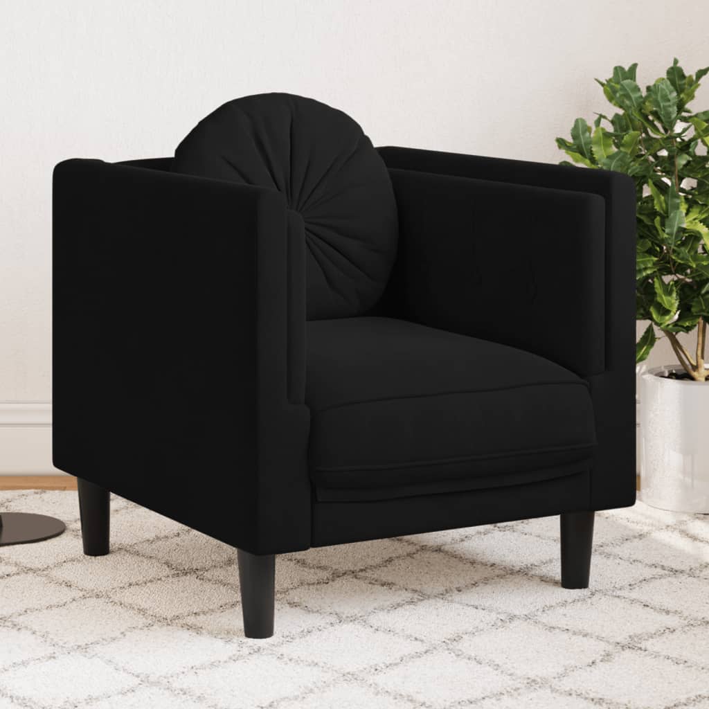 vidaXL Fotel z poduszkami, czarny, aksamit