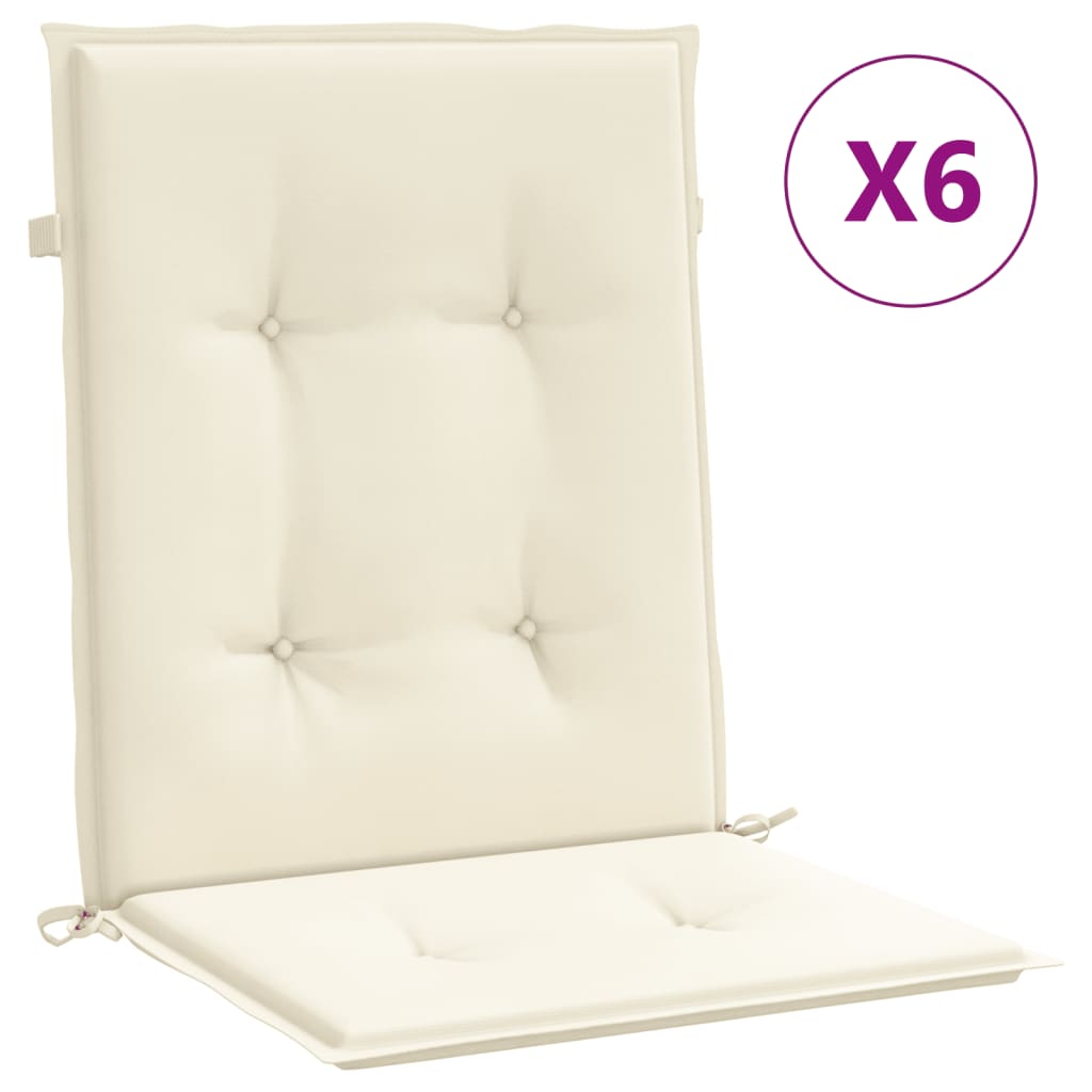 vidaXL Poduszki na krzesła ogrodowe, 6 szt., kremowe 100x50x3 cm