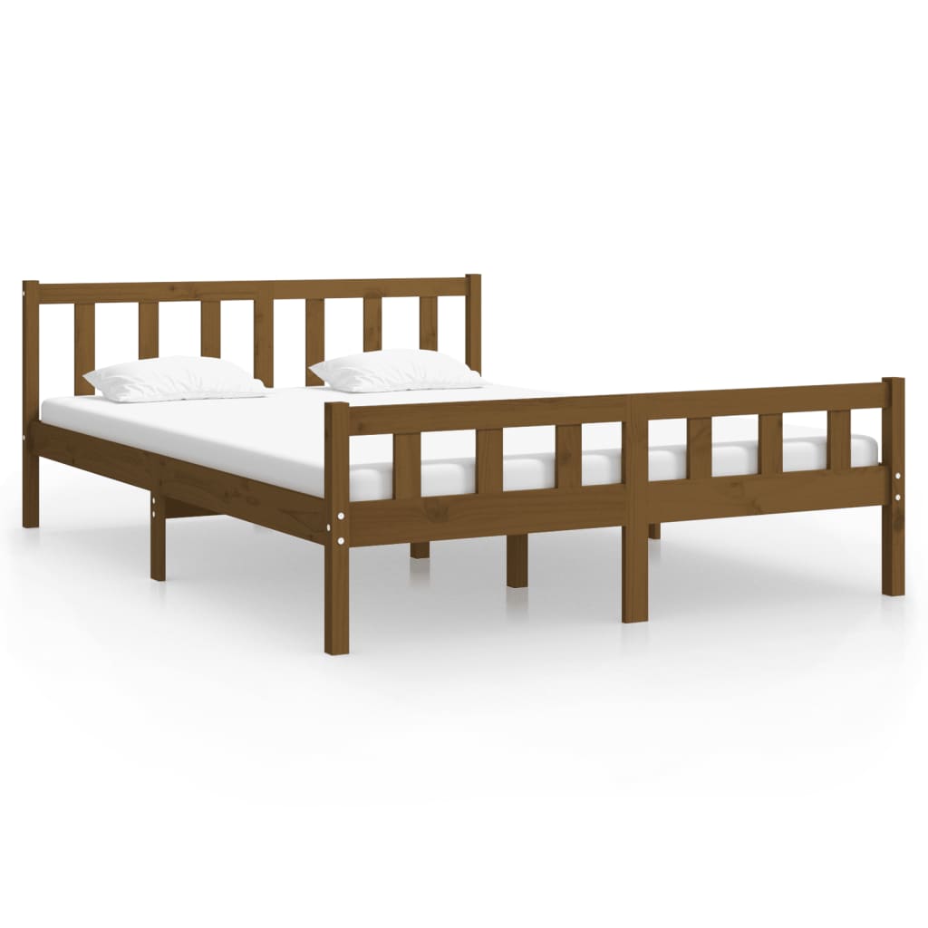 vidaXL Rama łóżka, miodowy brąz, lite drewno, 120 x 200 cm