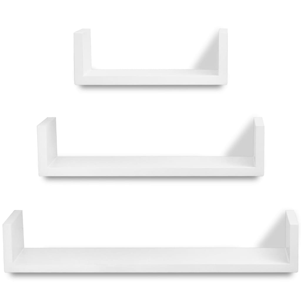 vidaXL 3 półki w kształcie litery U, białe