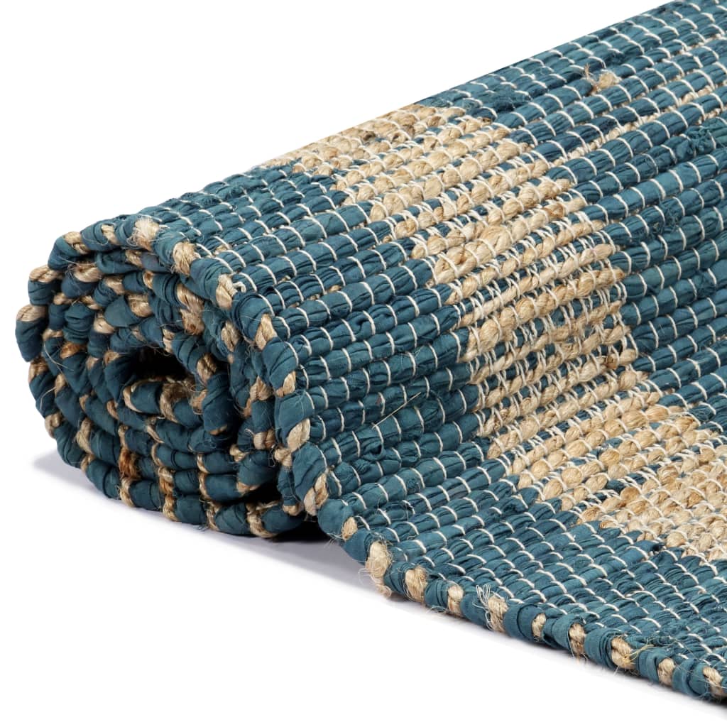 vidaXL Ręcznie wykonany dywan, juta, niebieski, 80x160 cm