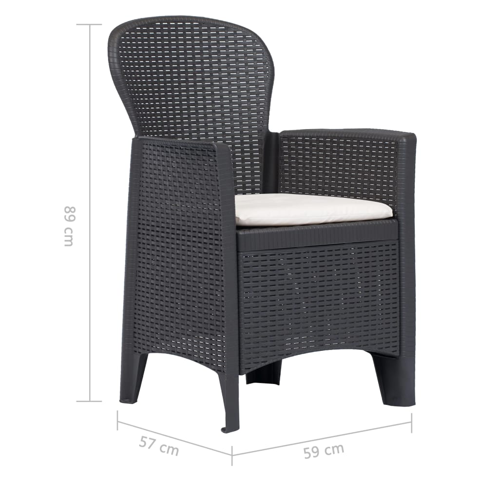 vidaXL Krzesła ogrodowe z poduszkami, 2 szt., brązowe, plastikowe