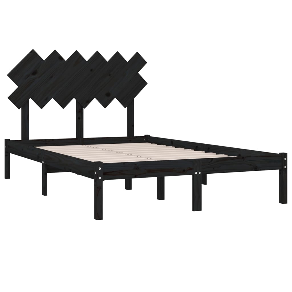 vidaXL Rama łóżka, czarna, 120x200 cm, lite drewno