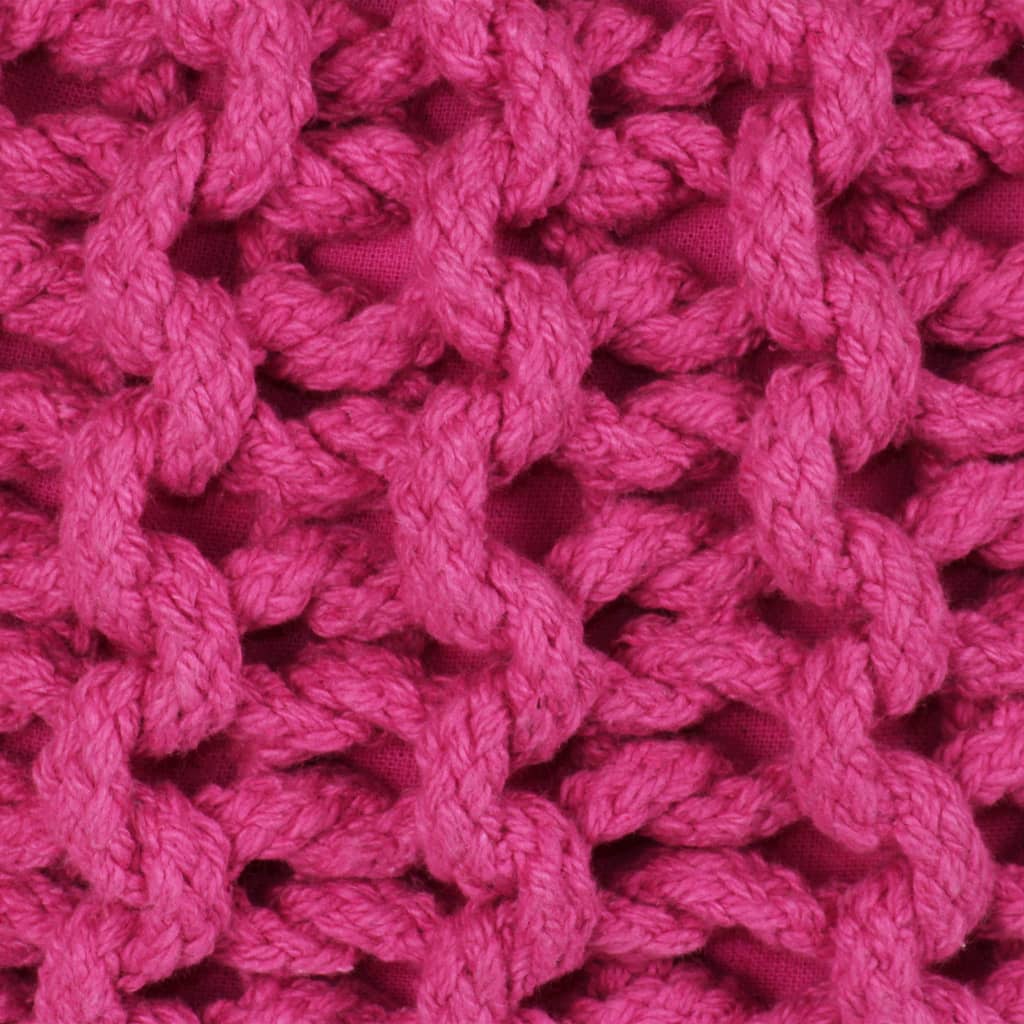 vidaXL Puf z ręcznie dzierganym pokryciem z bawełny, 50x35 cm, różowy