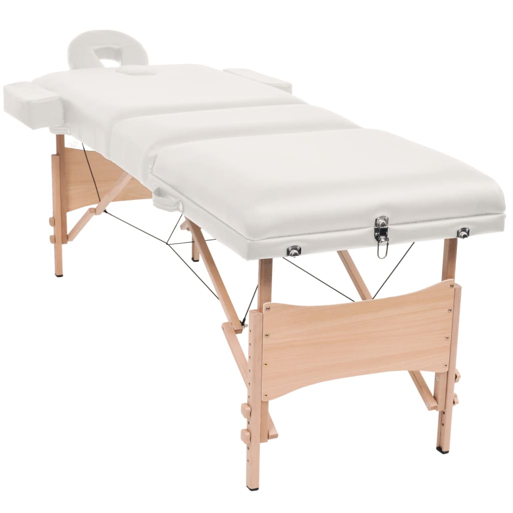 vidaXL Składany stół do masażu o grubości 10 cm, 3-strefowy, biały