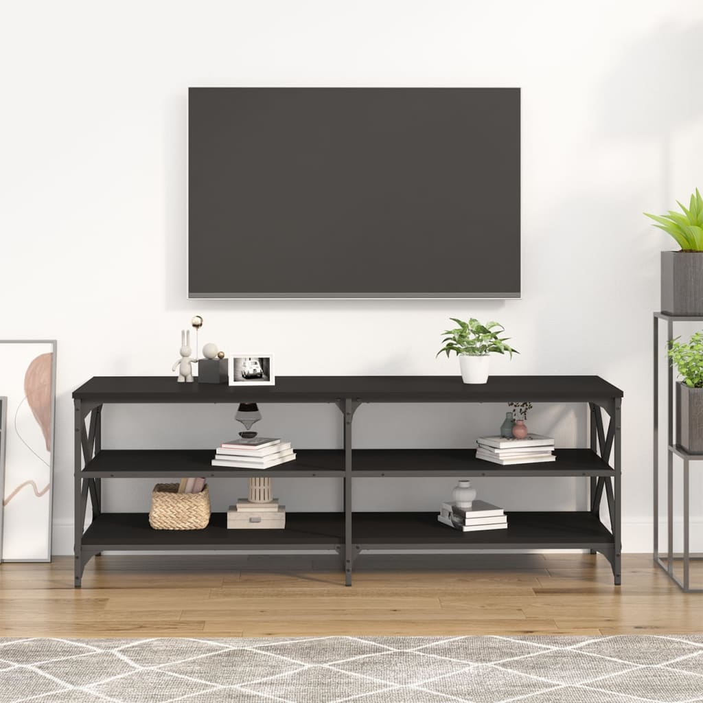 vidaXL Szafka pod TV, czarna, 140x40x50 cm, materiał drewnopochodny