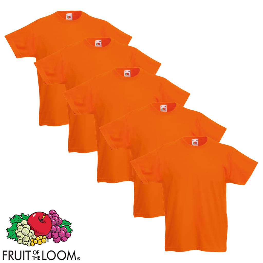 Fruit of the Loom 5 koszulek dla dzieci, 100% bawełna, pomarańcz, 128