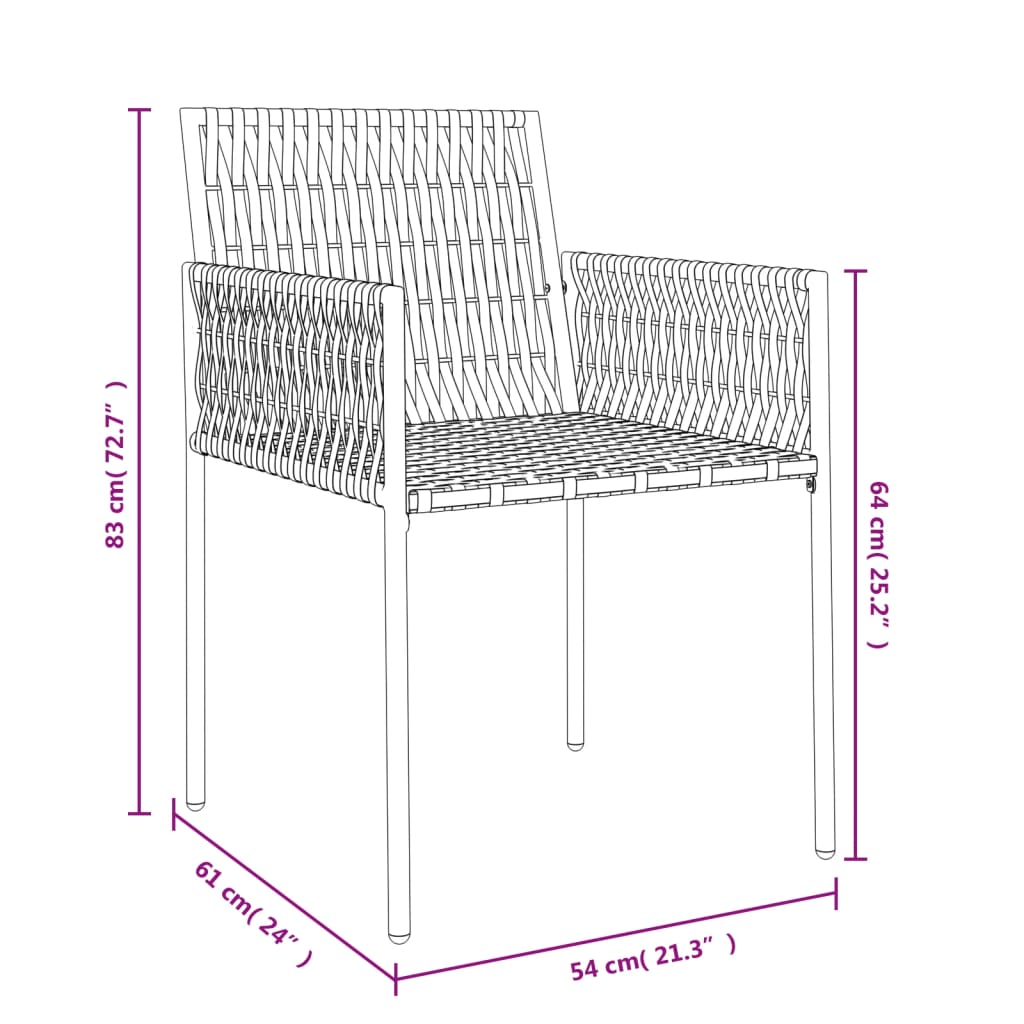 vidaXL Krzesła ogrodowe z poduszkami, 2 szt., brązowe, 54x61x83 cm