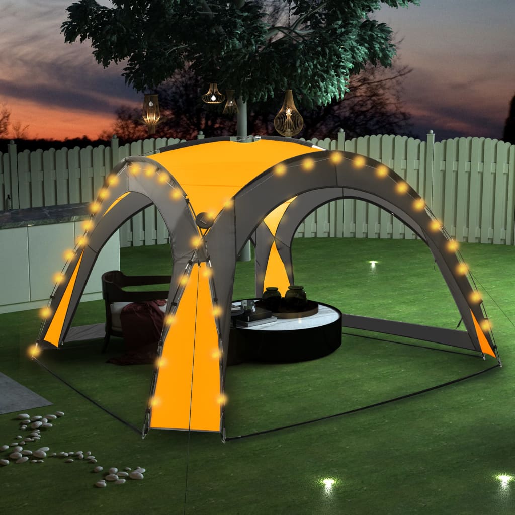 vidaXL Namiot imprezowy z LED i 4 ściankami, 3,6x3,6x2,3 m, żółty