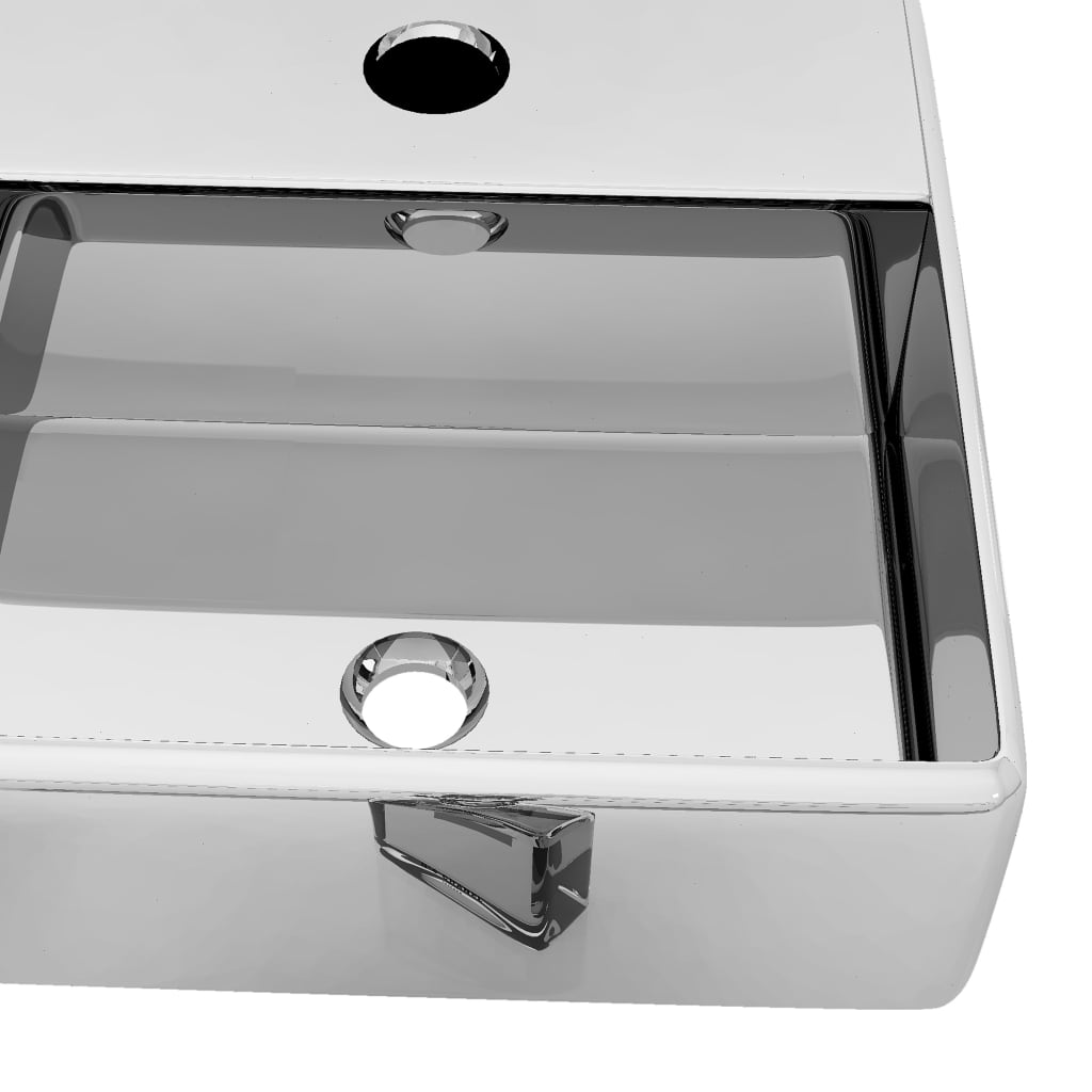 vidaXL Umywalka z otworem na baterię, 38x30x11,5 cm, ceramika, srebrna