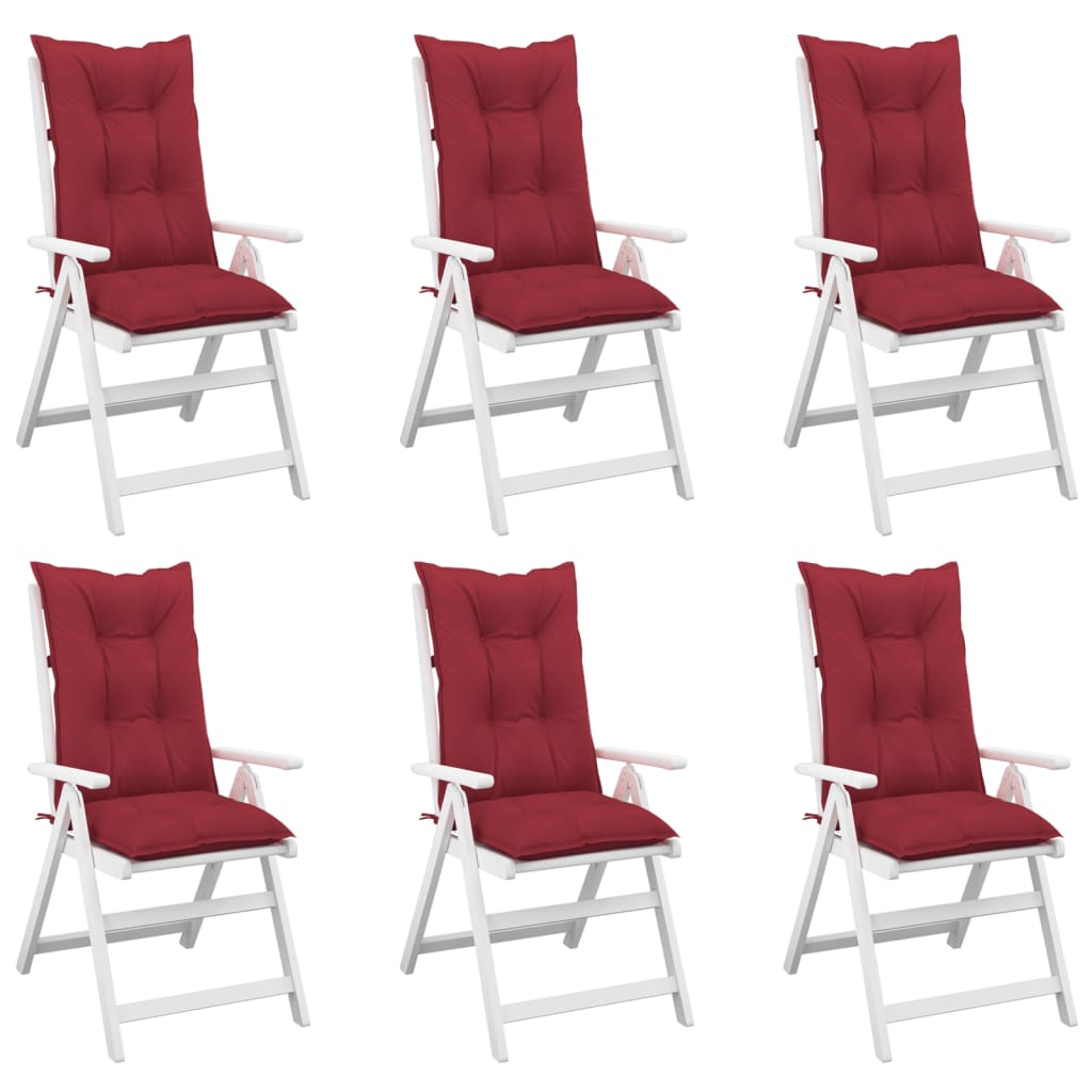 vidaXL Poduszki na krzesła ogrodowe, 6 szt., czerwone, 120x50x7 cm
