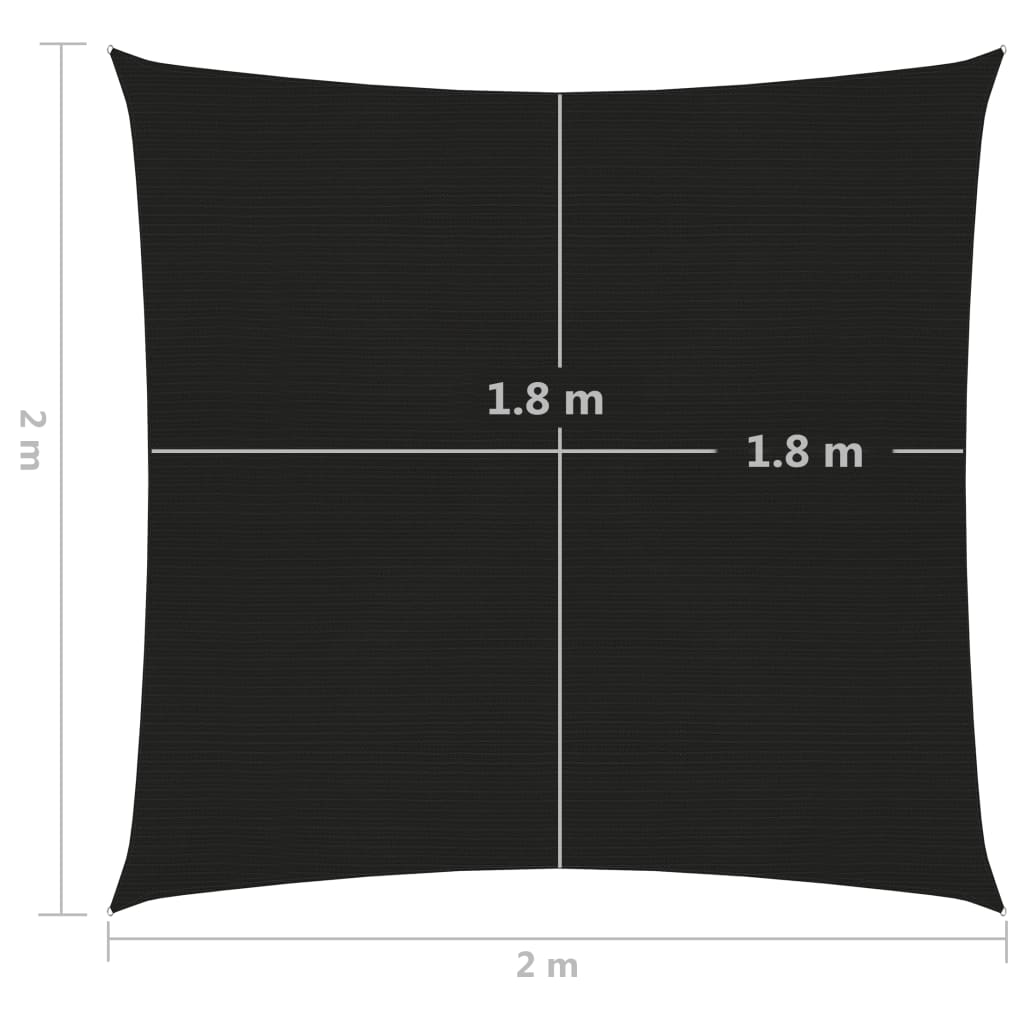 vidaXL Żagiel przeciwsłoneczny, 160 g/m², czarny, 2x2 m, HDPE