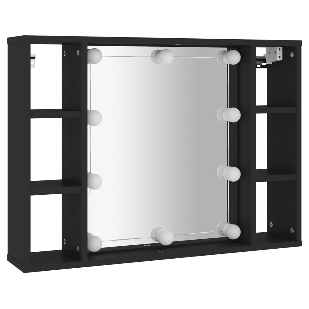 vidaXL Szafka z lustrem i oświetleniem LED, czarna, 76x15x55 cm