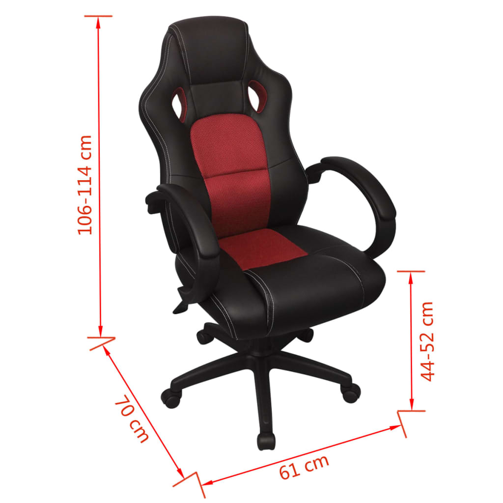 vidaXL Krzesło biurowe w stylu sportowym ze sztucznej skóry czerwone