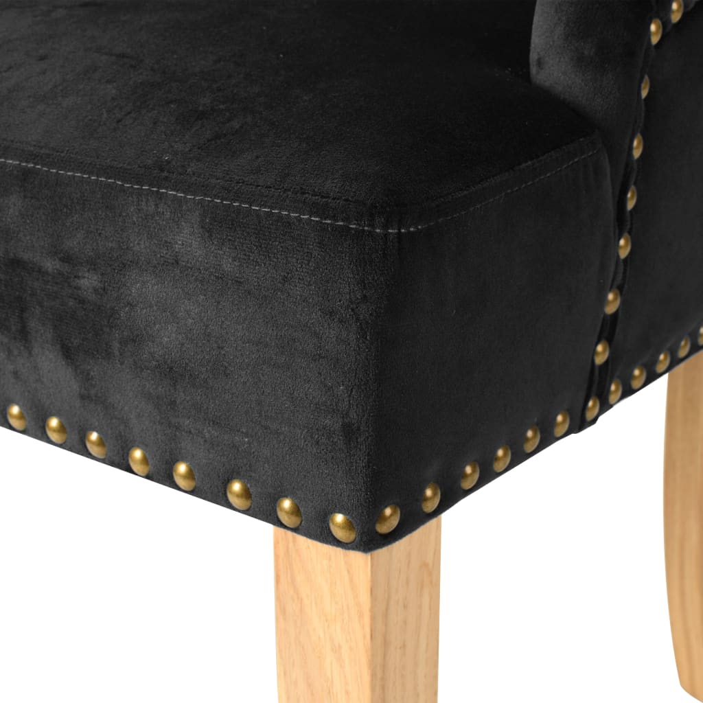vidaXL Krzesła stołowe, 2 szt., czarne, drewno dębowe i aksamit