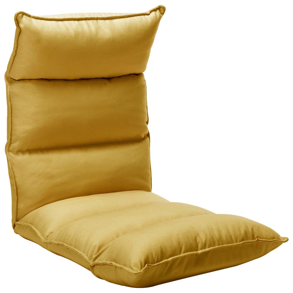 vidaXL Składane krzesło podłogowe, musztardowe, tkanina