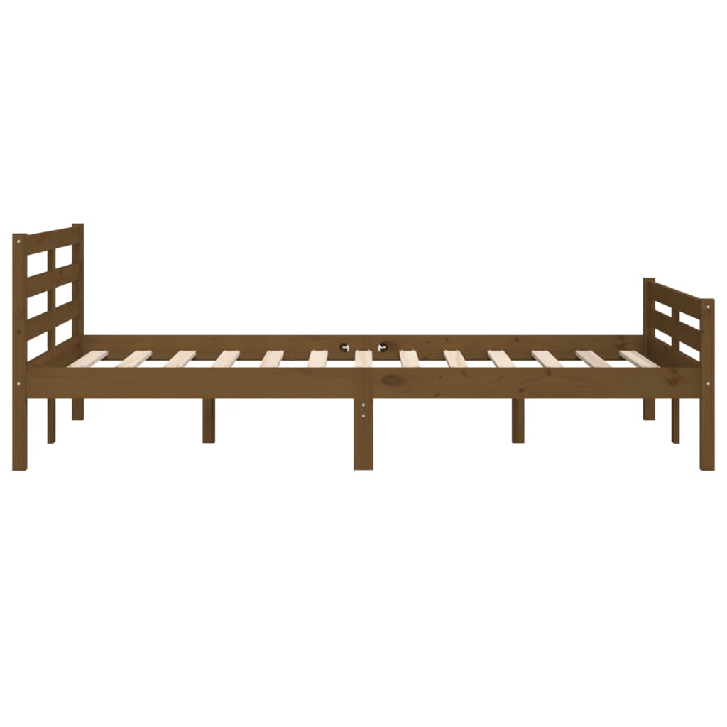vidaXL Rama łóżka, miodowy brąz, lite drewno, 135x190 cm, podwójna