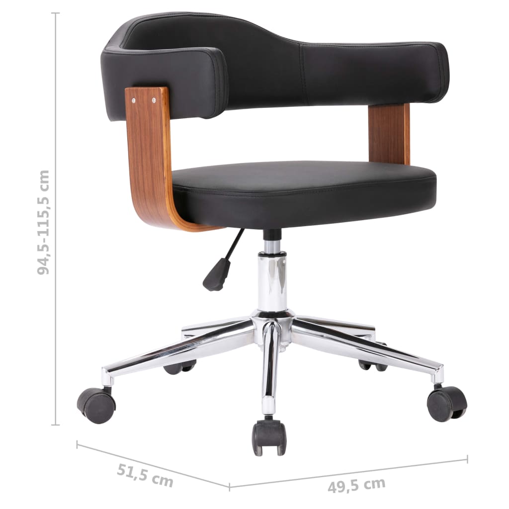 vidaXL Krzesła obrotowe, 4 szt., czarne, gięte drewno i sztuczna skóra