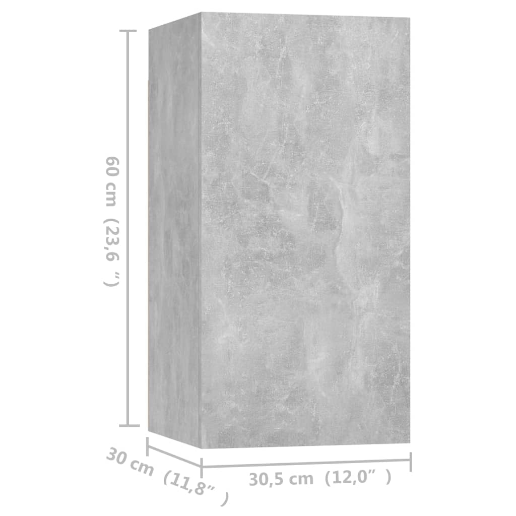 vidaXL Szafki telewizyjne, 2 szt., szarość betonu, 30,5x30x60 cm