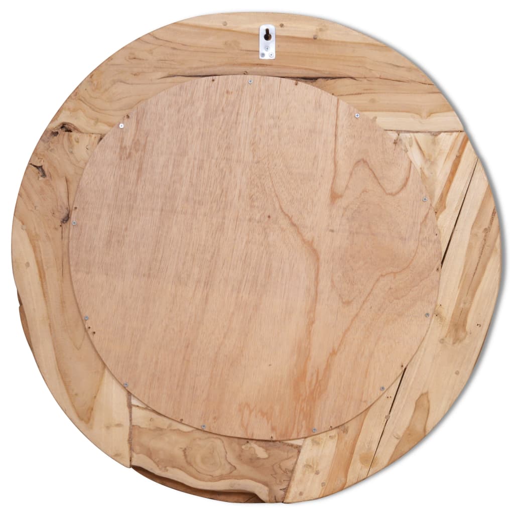 vidaXL Lustro dekoracyjne, drewno tekowe, 80 cm, okrągłe
