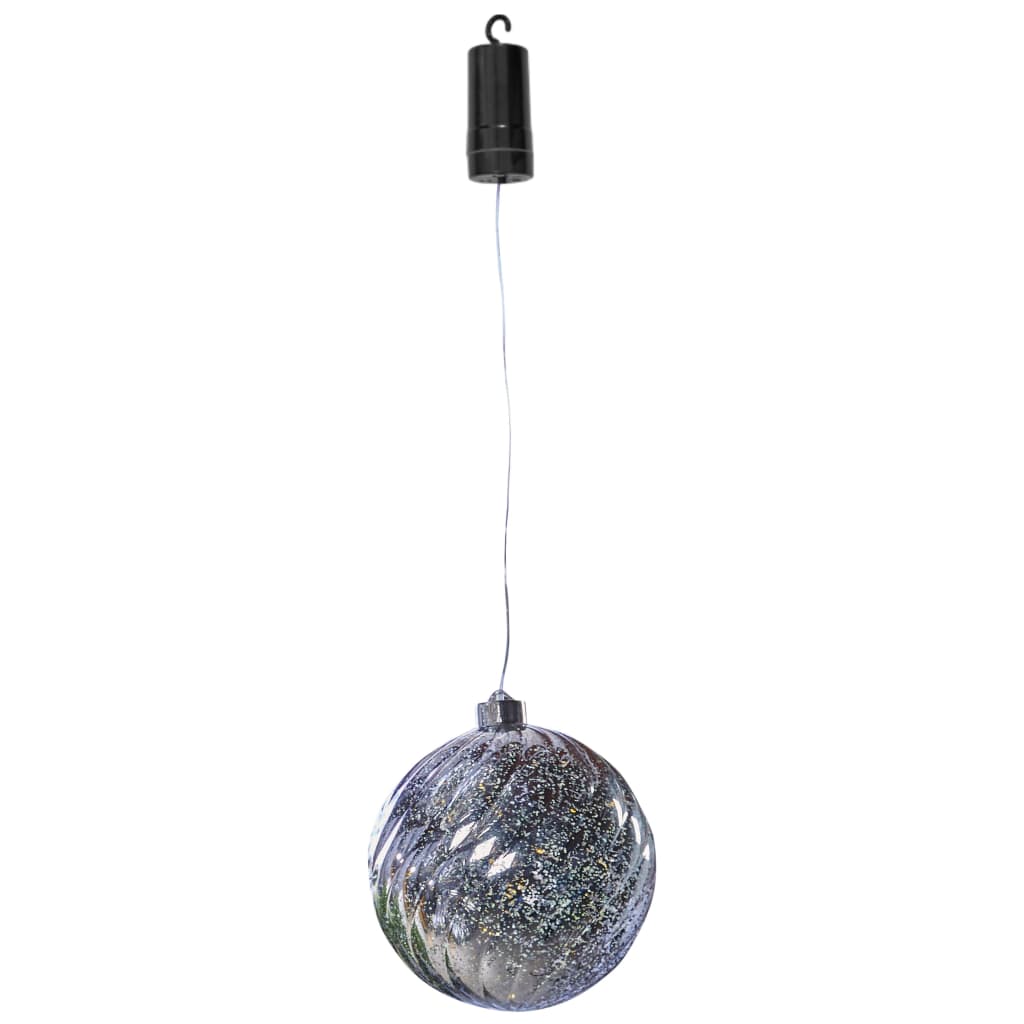 Luxform Lampa wisząca LED Ball Swirl, na baterie, srebrna