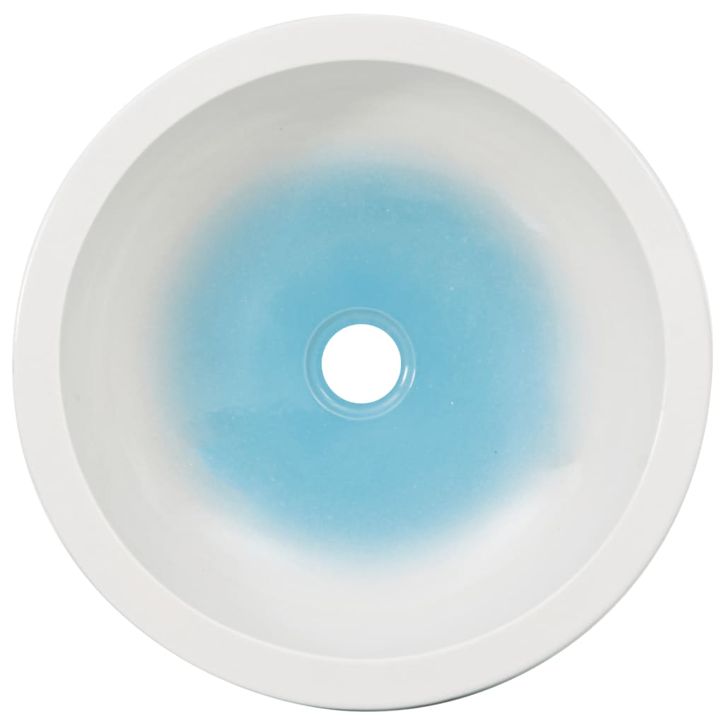 vidaXL Umywalka nablatowa, biało-niebieska, okrągła, Φ41x14 cm