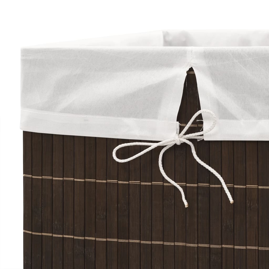 vidaXL Bambusowy kosz na pranie prostokątny, ciemnobrązowy kolor