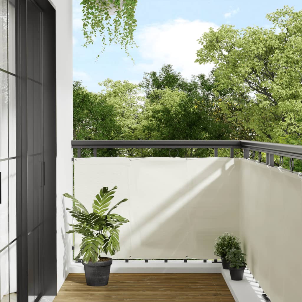 vidaXL Parawan balkonowy, kremowy, 90x1000 cm, 100% poliester Oxford