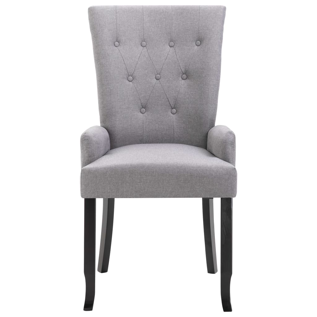 vidaXL Krzesła stołowe z podłokietnikami, 2 szt., jasnoszare, tkanina